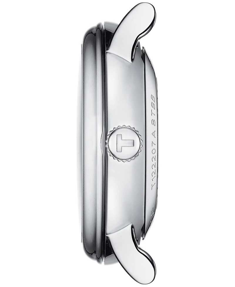 Tissot Women's Swiss Automatic Carson Premium Lady Diamond Accent Black Leather Strap Watch 30mm