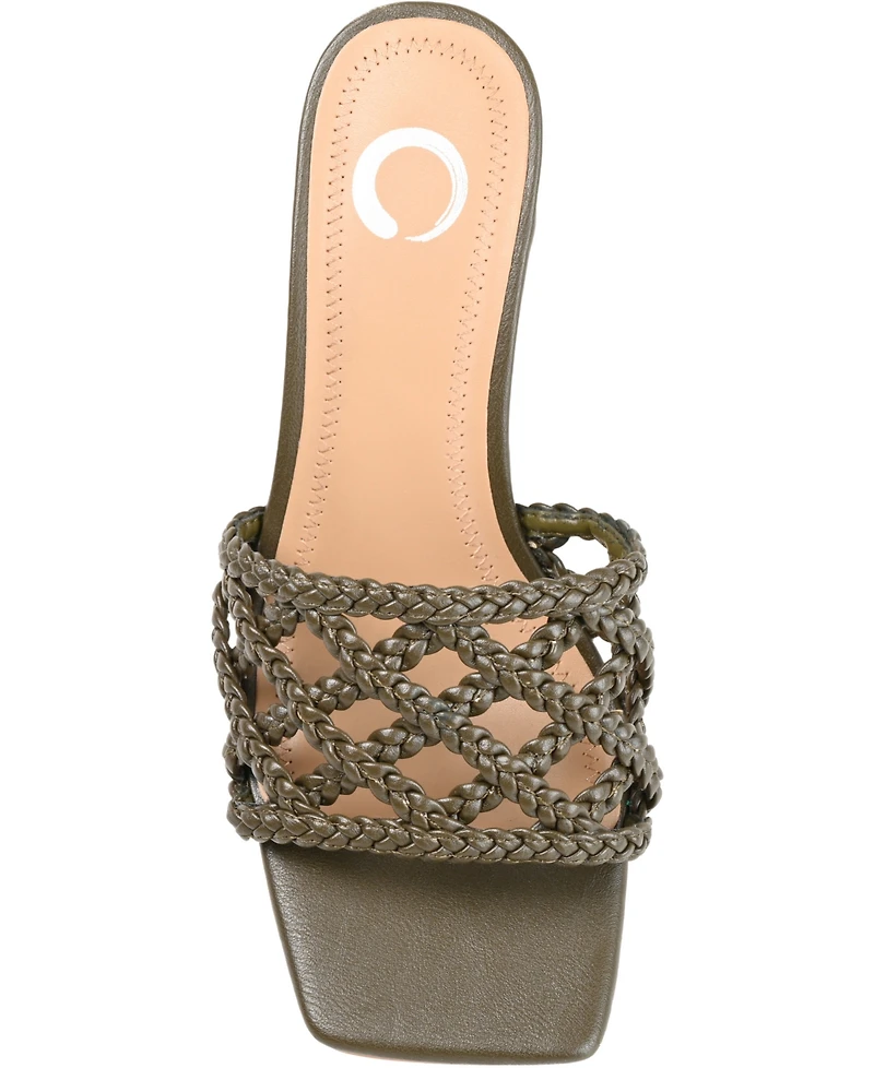 Journee Collection Women's Evvie Braided Block Heel Sandals