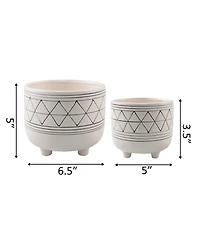 Flora Bunda Geo Ceramic Planter with Legs, Set of 2