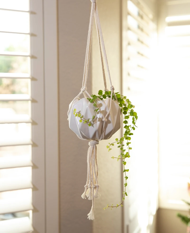 Flora Bunda Ceramic Macrame Hanging Planter