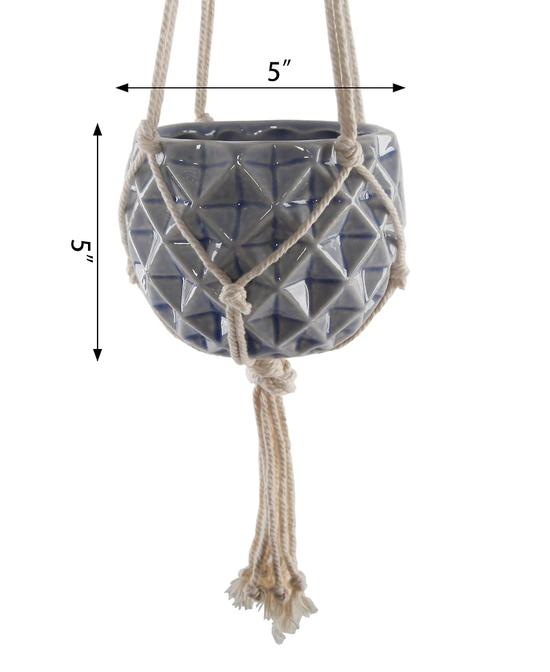 Flora Bunda Ceramic Macrame Hanging Planter