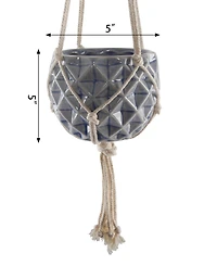 Flora Bunda Ceramic Macrame Hanging Planter
