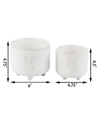 Flora Bunda Be Kind Footed Ceramic Planter, Set of 2
