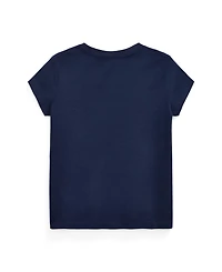 Polo Ralph Lauren Toddler and Little Girls Short Sleeve Cotton Jersey V-Neck T-shirt