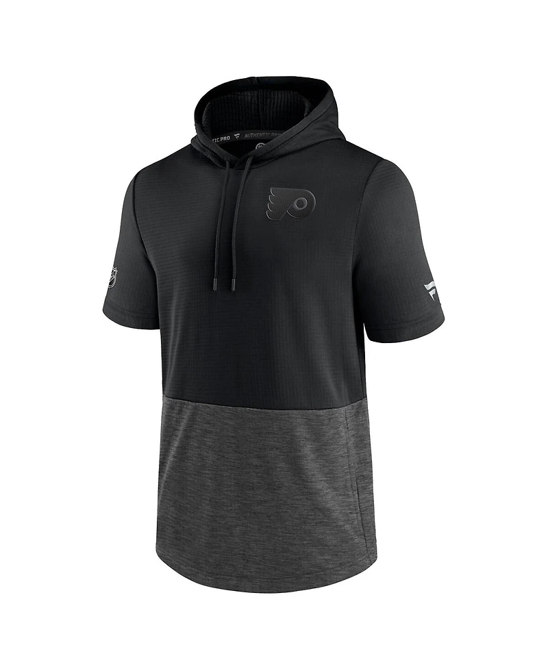 Men's Fanatics Black Philadelphia Flyers Authentic Pro Travel and Training Short Sleeve Pullover Hoodie