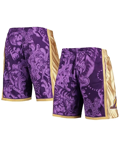Men's Mitchell & Ness Purple Los Angeles Lakers Hardwood Classics Lunar New Year Swingman Shorts