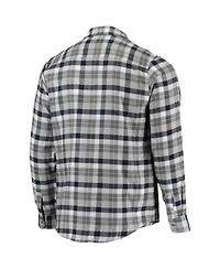 Men's Antigua Navy and Gray Washington Capitals Ease Plaid Button-Up Long Sleeve Shirt
