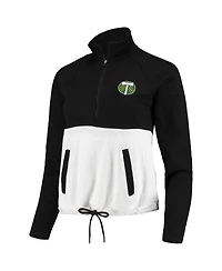 Women's Antigua Black, White Portland Timbers Harbor Raglan Half-Zip Jacket