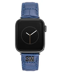 Steve Madden Women's Blue Crocograin Faux Leather Band designed for Apple Watch 42mm (Series 10) & 38/40/41mm