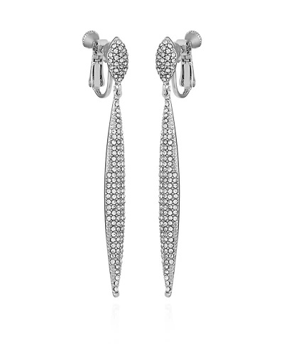 Vince Camuto Silver-Tone Glass Stone Pave Drop Earrings