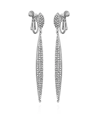 Vince Camuto Silver-Tone Glass Stone Pave Drop Earrings