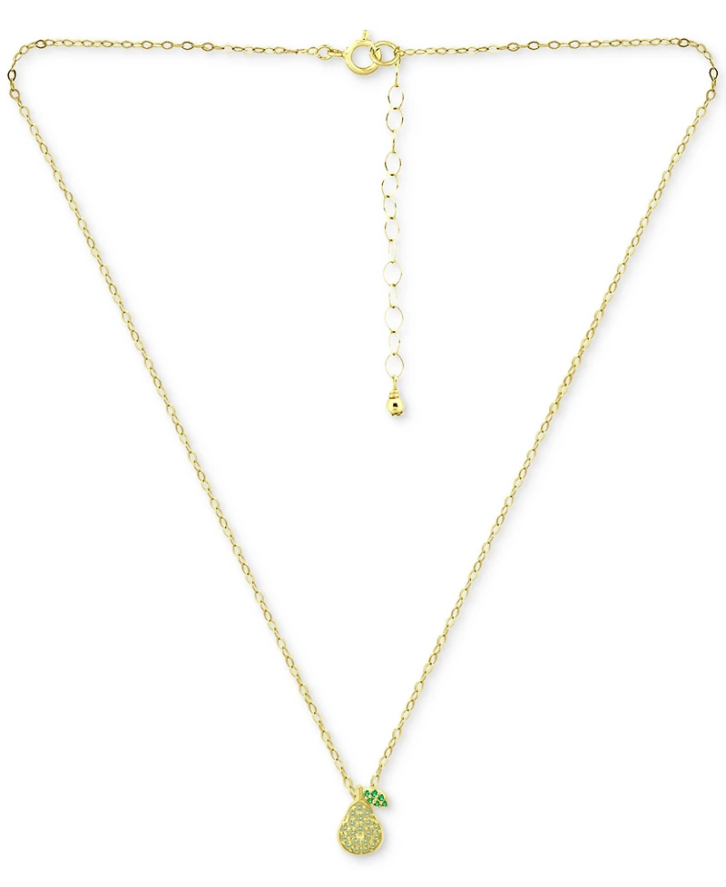 Giani Bernini Lemon Green & Quartz Pear Pendant Necklace, 16" + 2" extender, Created for Macy's