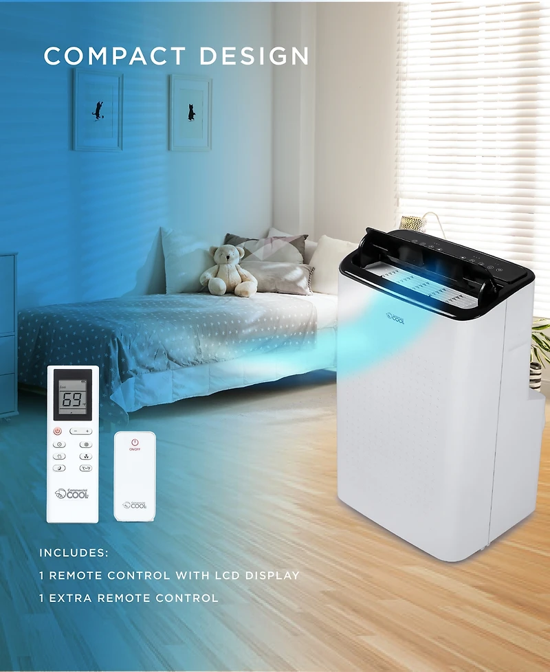 Commercial Cool Portable Air Conditioner 12,000 Btu Air Conditioner Unit with Dehumidifier & Fan, Ac Unit Cools up to 550 Square Feet, Indoor Air Cond