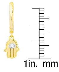 2-Pc. Set Diamond Evil Eye & Hamsa Hand Dangle Hoop Earrings (1/6 ct. t.w.) in 14k Gold-Plated Sterling Silver