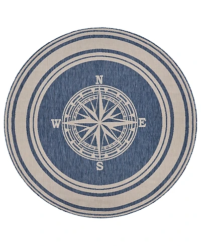Lr Home Shoreline Srl-871 7'6" x 7'6" Round Outdoor Area Rug