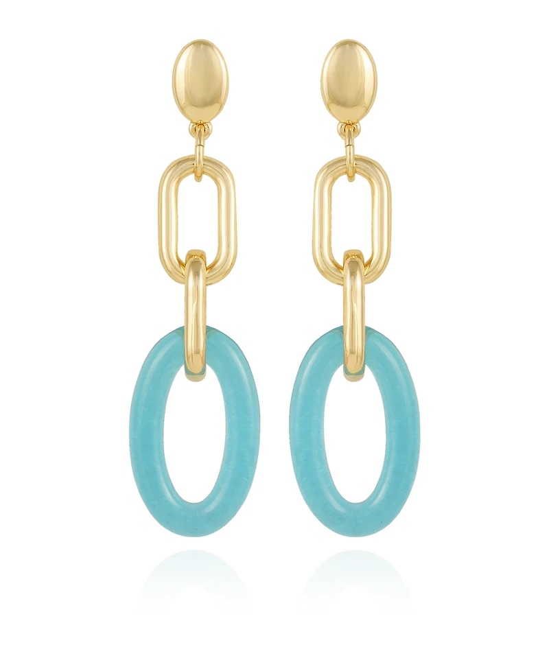 Vince Camuto Gold-Tone and Blue Interlocking Link Drop Earrings
