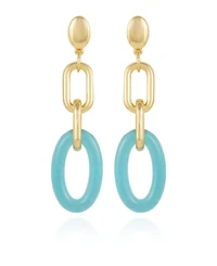 Vince Camuto Gold-Tone and Blue Interlocking Link Drop Earrings