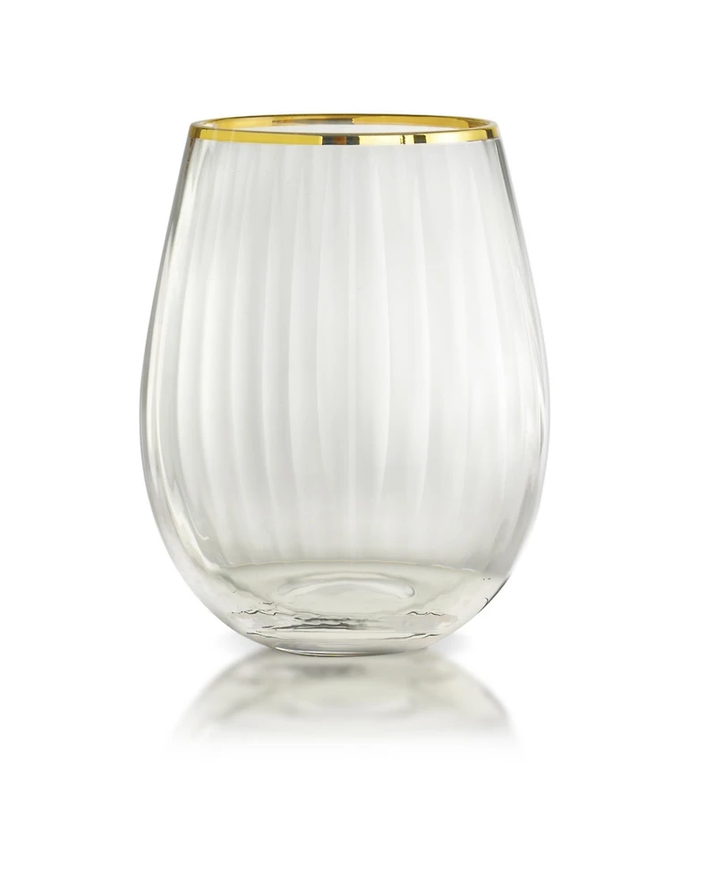 Rocher Stemless Wine Glasses, Set of 4, 21 Oz