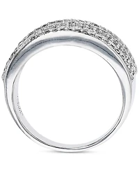 Cubic Zirconia Round & Baguette Statement Ring Sterling Silver