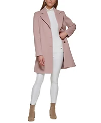 Calvin Klein Womens Single-Breasted Wool Blend Coat