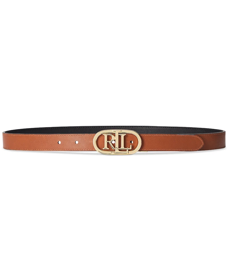 Lauren Ralph Women's Logo Reversible Skinny Leather Belt