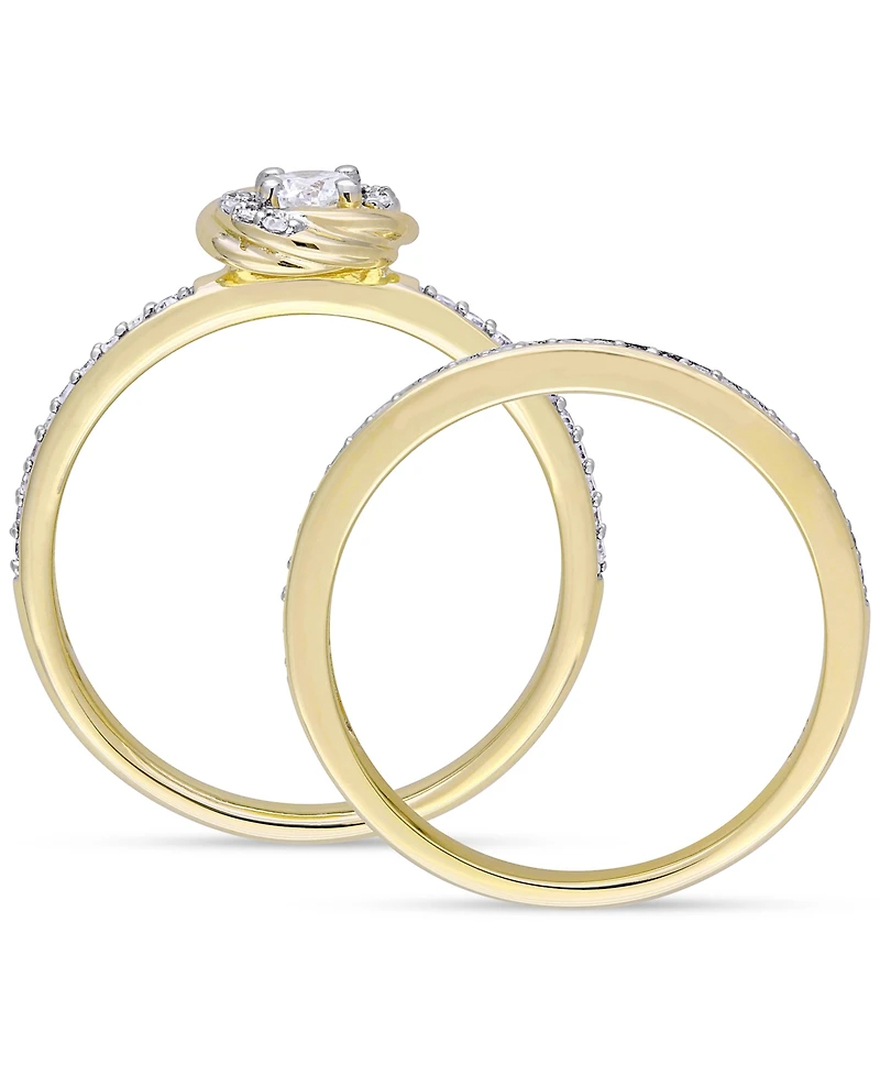 Diamond Swirl Halo Bridal Set (1/2 ct. t.w.) 14k Gold