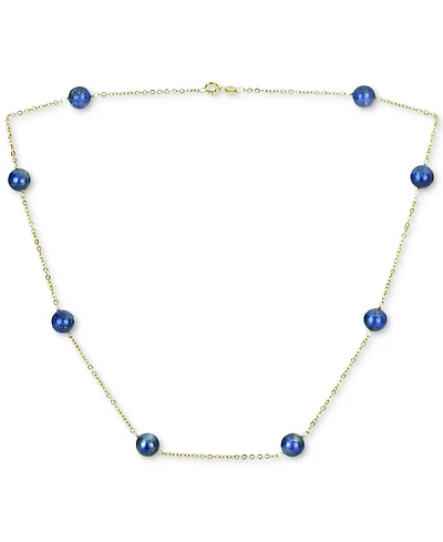 Onyx Bead 18" Collar Necklace 14k Gold (Also Jade, Lapis Lazuli, Rose Quartz, & Turquoise)