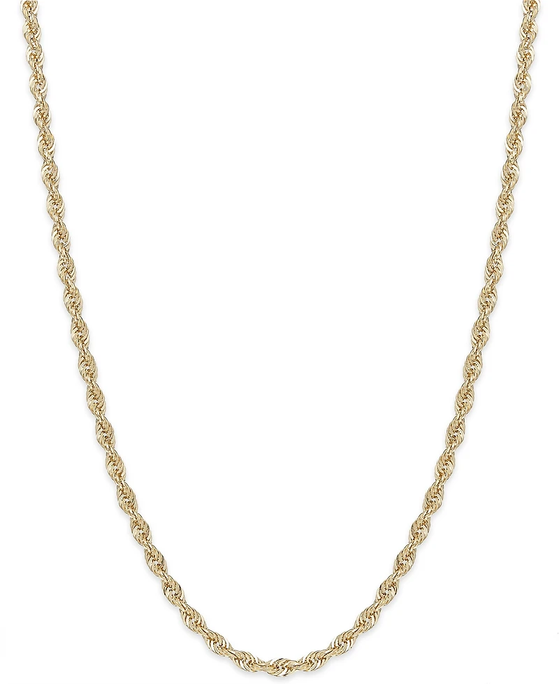 Lightweight Rope Chain 16" Necklace (1-3/4mm) in 14k Yellow Gold