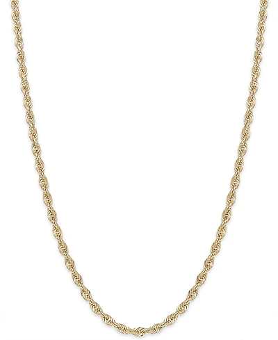 Lightweight Rope Chain 16" Necklace (1-3/4mm) in 14k Yellow Gold