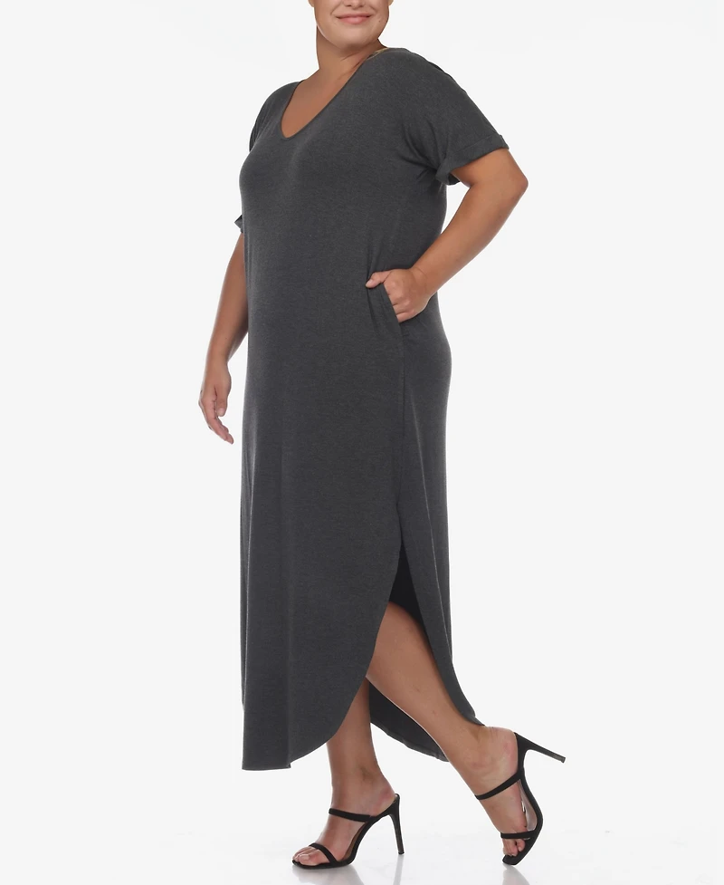 Plus Short Sleeve V-neck Maxi Dress