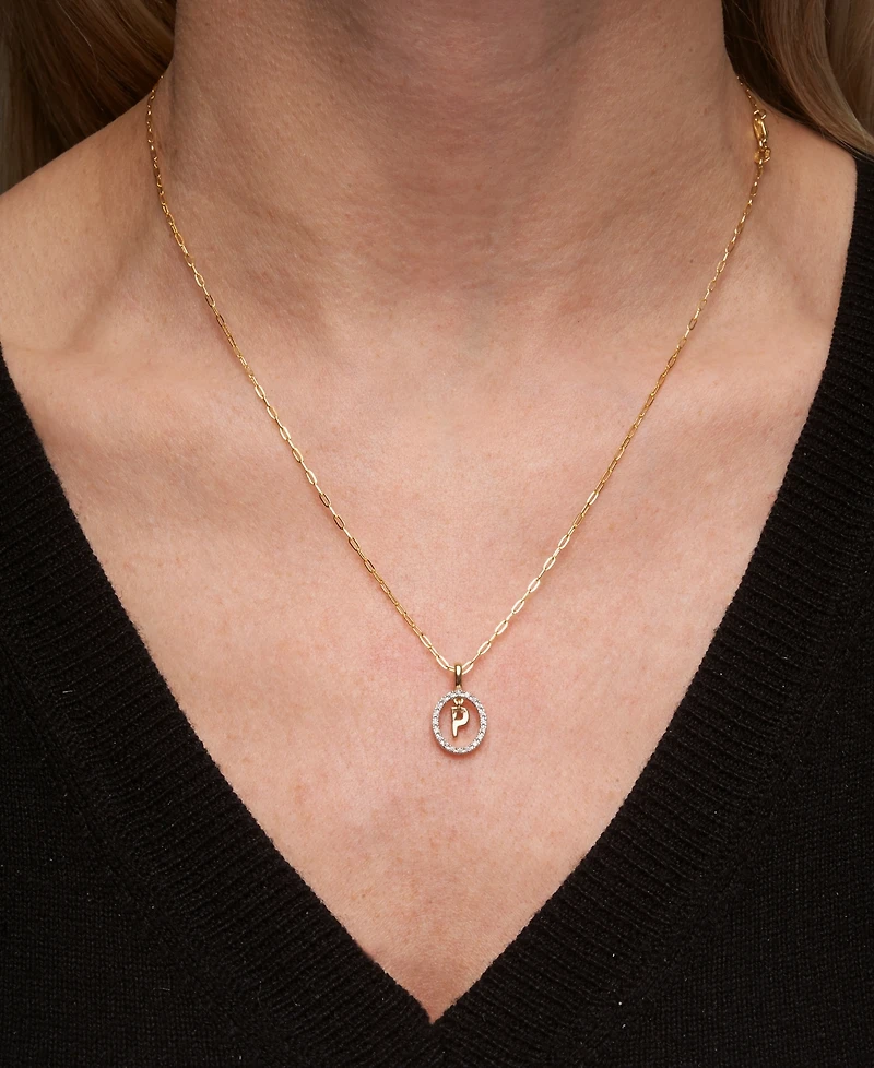 Wrapped Diamond Initial "P" 18" Pendant Necklace (1/10 ct. t.w.) in 14k Gold, Created for Macy's