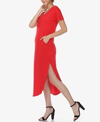 Women's Short Sleeve V-Neck Maxi Dress