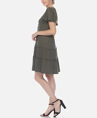 Women's Short Sleeve V-Neck Tiered Dress