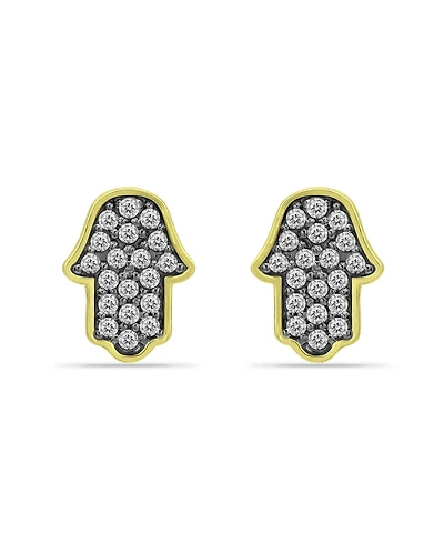 Giani Bernini Cubic Zirconia with Black Rhodium Hamsa Stud Earrings, 18K Gold over Silver