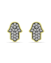 Giani Bernini Cubic Zirconia with Black Rhodium Hamsa Stud Earrings, 18K Gold over Silver