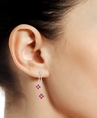 Sapphire (1-1/10 ct. t.w.) & Diamond (1/5 Flower Drop Earrings Sterling Silver (Also Ruby Emerald)