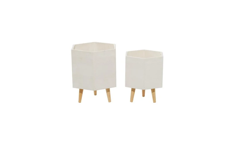 Polystone Contemporary Planters, Set of 2
