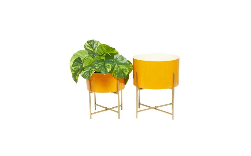 Metal Modern Planters with Stand, Set of 2