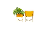 Metal Modern Planters with Stand, Set of 2