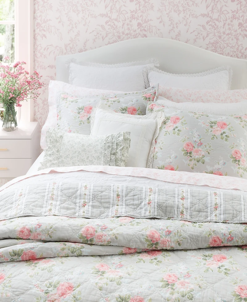 Laura Ashley Melany Cotton Reversible 3 Piece Quilt Set, King