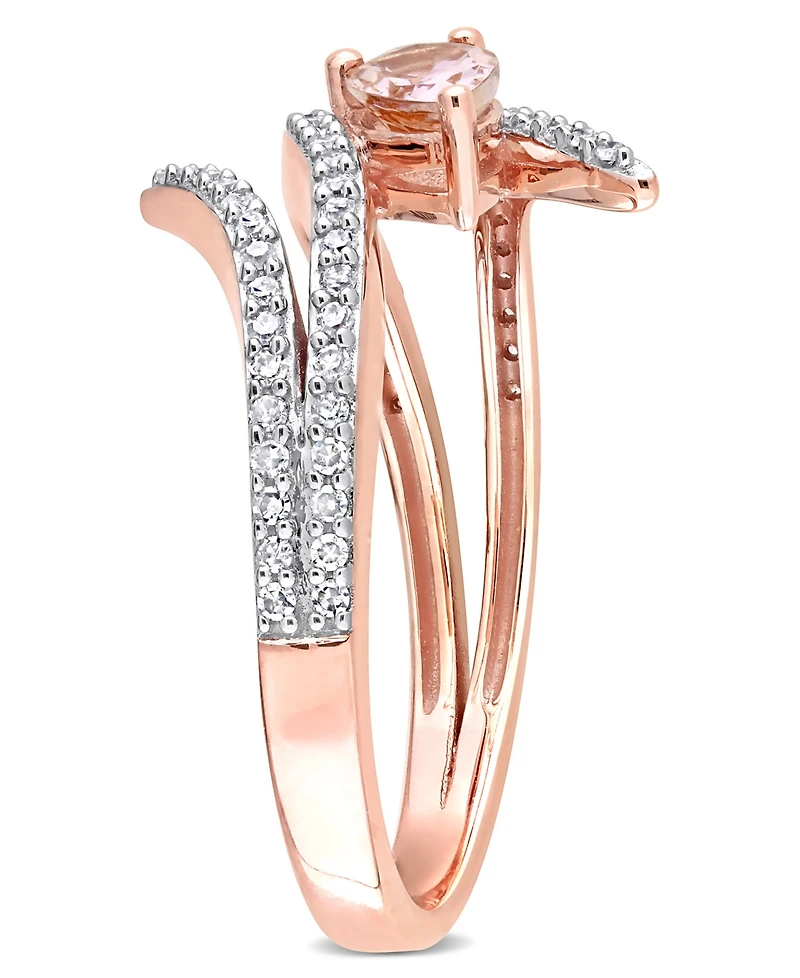 10K Rose Gold Morganite and Diamond Open Wrap Ring