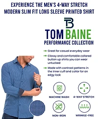 Men's Slim Fit Performance Long Sleeve Geometric Dress Shirt