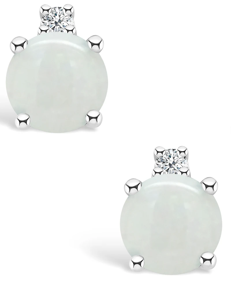 Opal (1/3 ct. t.w.) and Diamond Accent Stud Earrings in 14K Yellow Gold