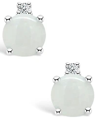 Opal (1/3 ct. t.w.) and Diamond Accent Stud Earrings in 14K Yellow Gold