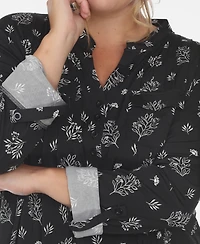 White Mark Plus Pleated Long Sleeve Top