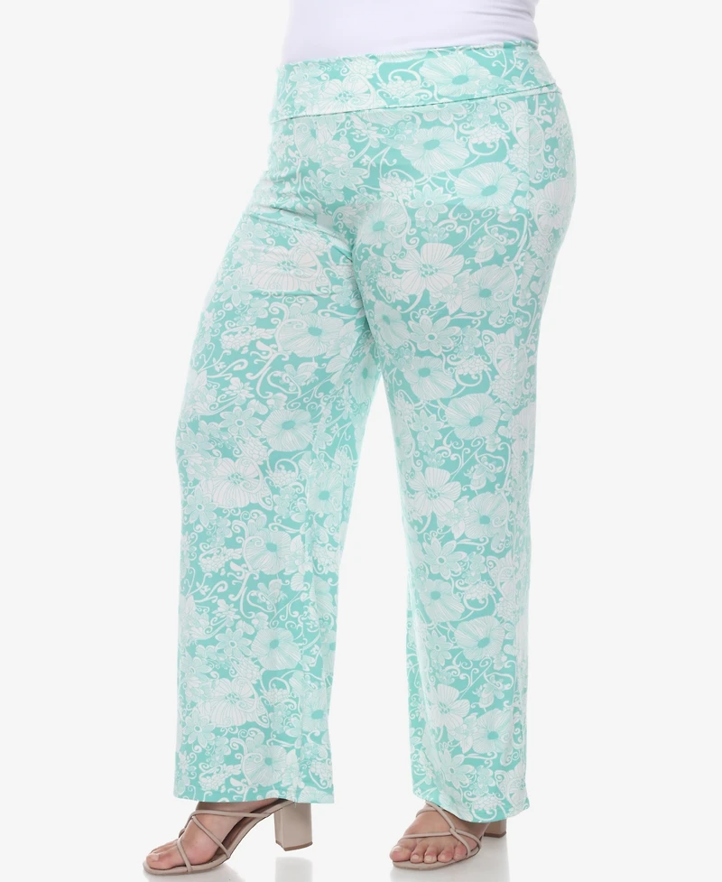 White Mark Plus Floral Paisley Palazzo Pants