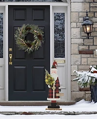 Glitzhome 36" Lighted Wooden Santa Porch Decor