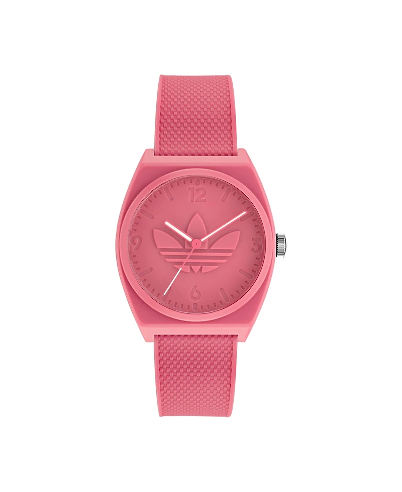 adidas Unisex Three Hand Project Two Pink Resin Strap Watch 38mm