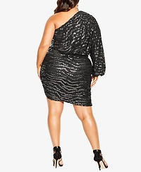 City Chic Plus Sequin Stripe Dress