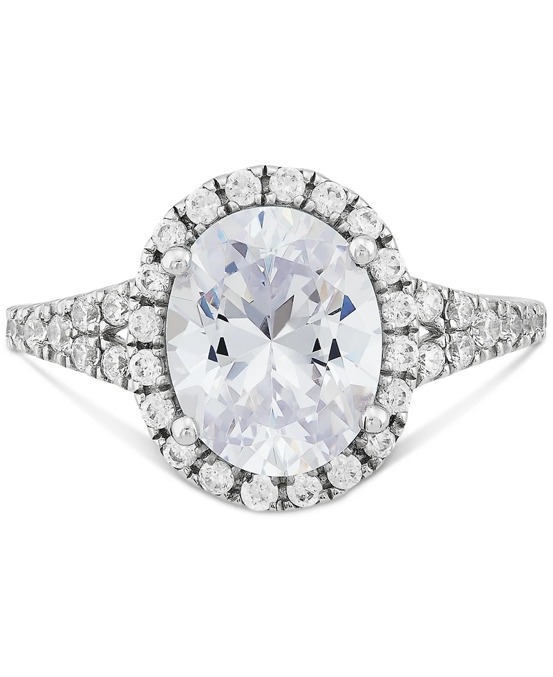 Grown With Love Igi Certified Lab Diamond Oval-Cut Halo Engagement Ring (3 ct. t.w.) 14k White Gold